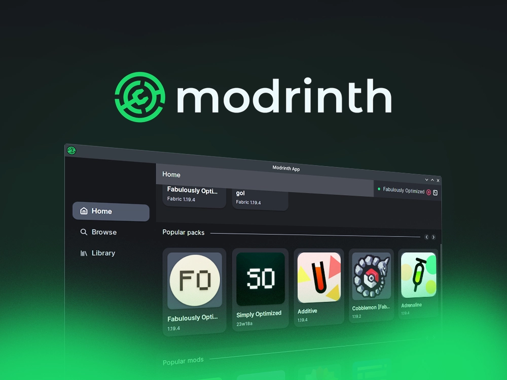 Banner for modrinth app article on how to download and install the modrinth launcher in 2025