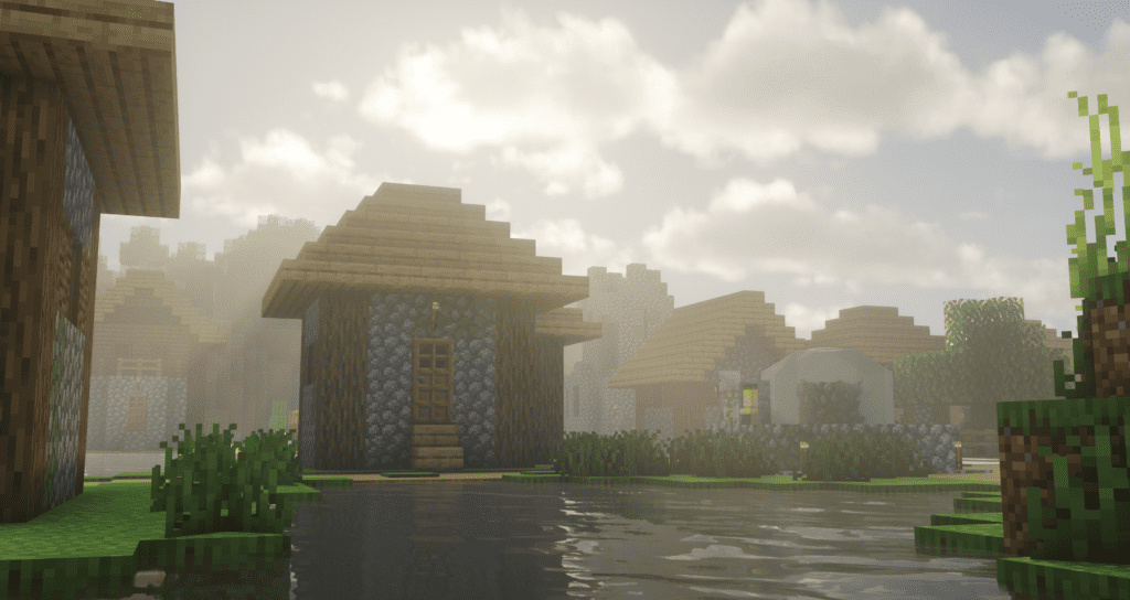 Bliss Shaders in Minecraft 1.21.5 showcasing the sky with realistic clouds