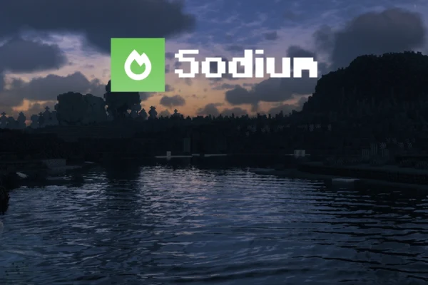 Sodium banner showing Minecraft with improved grahics and smoother gameplay