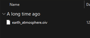 a File Explorer window displaying a single file named earth_atmosphere.oiv inside a folder. The .oiv file format indicates that this is an OpenIV package file, which can be installed using OpenIV’s Package Installer to modify GTA V’s atmosphere settings.