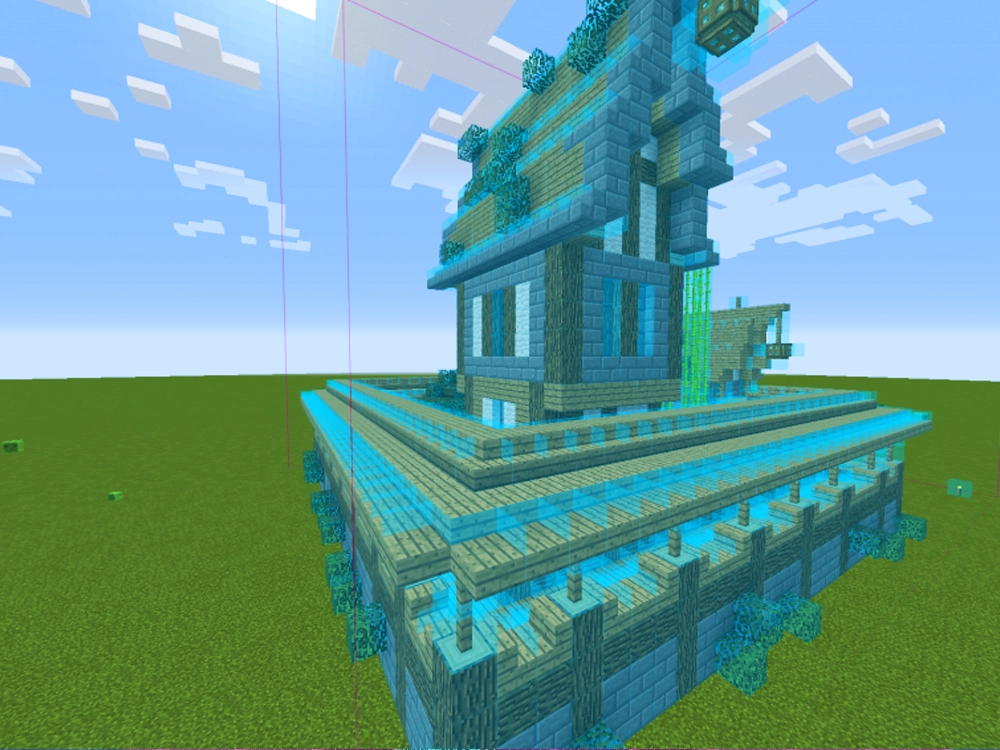 minecraft litematica schematic build preview in flat world using blueprint overlay 1.21.5