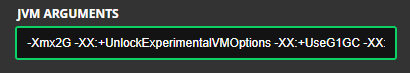 minecraft jvm arguments field showing xmx2g for editing ram allocation