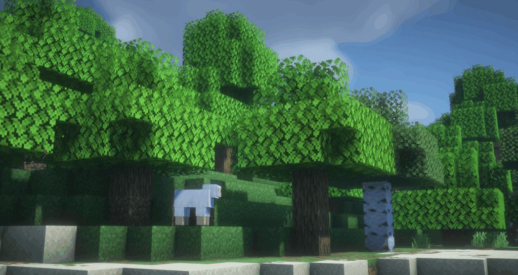 bsl shaders minecraft forest sheep bright trees lighting