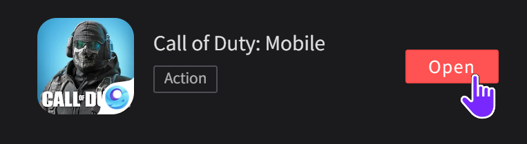 gameloop open button to launch installed call of duty mobile game on pc
