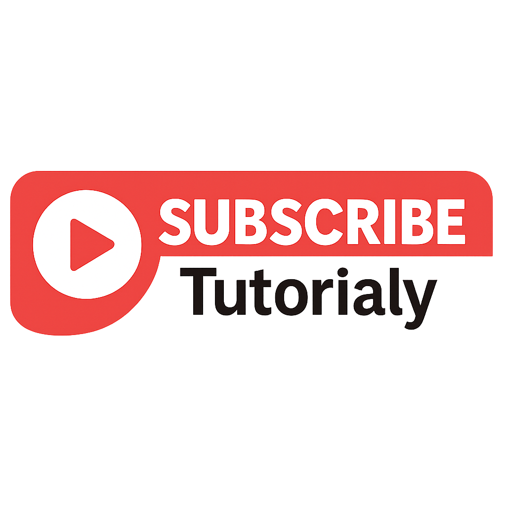 subscribe to tutorialy logo button for YouTube videos with transparent background