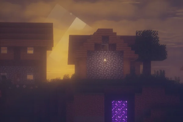 How to Download and Install Photon Shaders for Minecraft 1.21.5, 1.21+, 1.20+, 1.19… beautiful evening inside a minecraft village with Photon Shaders