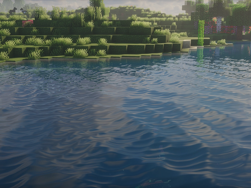 Photon Shaders Minecraft realistic water reflections with ripples and clear textures