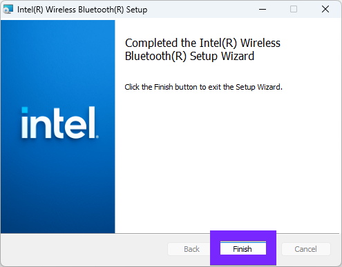 Bluetooth driver installation completed on Windows 11