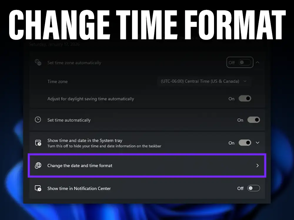How to change time format on Windows pc