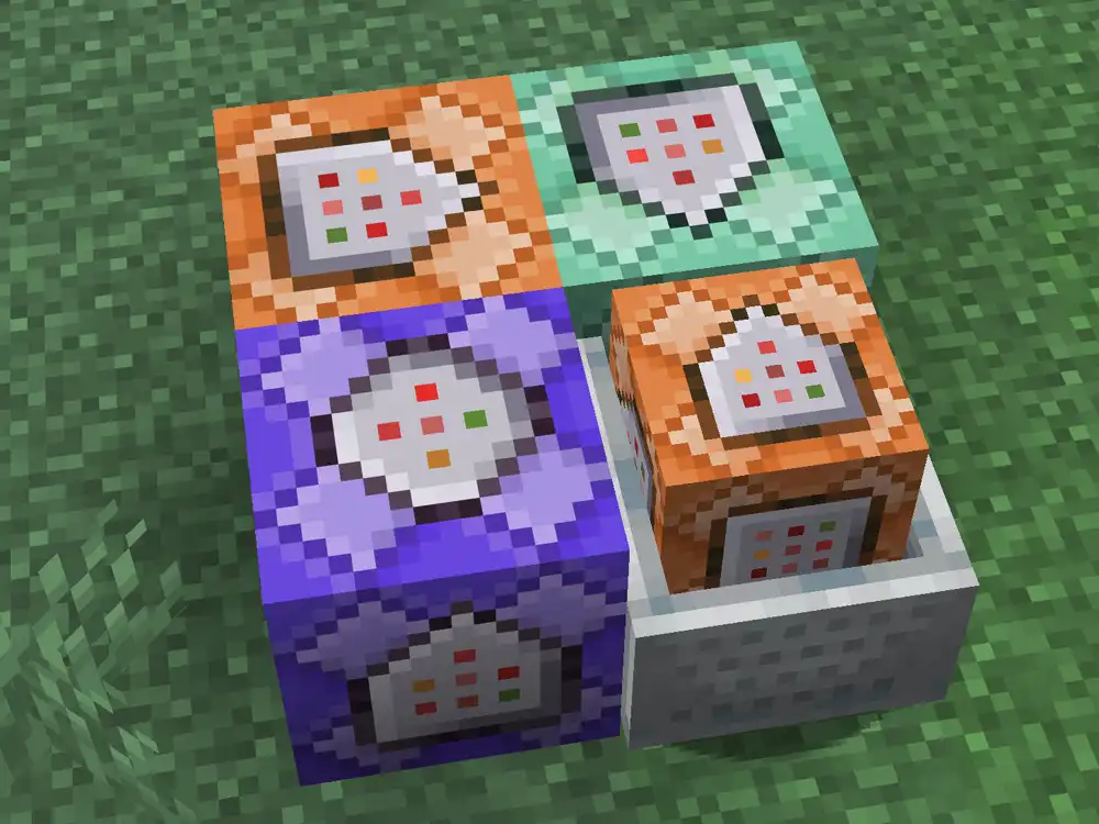 all command blocks in minecraft, including repeating, impulse, chain and minecraft command blocks